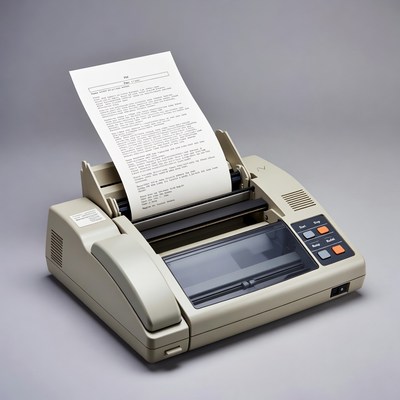 Vintage dot matrix printer printing paper