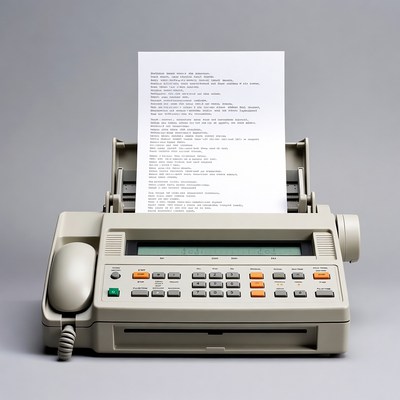 Vintage Fax Machine Printing Document