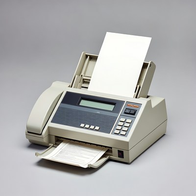 Vintage Fax Machine with Paper