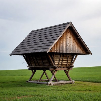 Wooden Hay Barn on Stilts