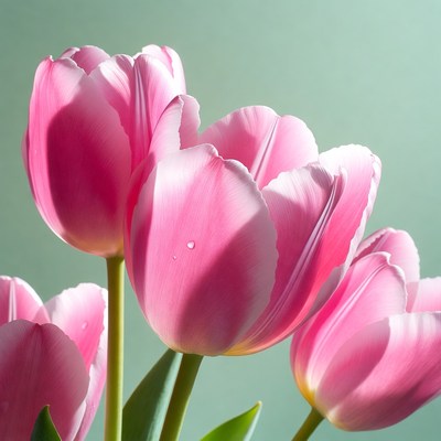 Pink Tulips with Water Droplets