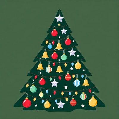 Decorated Christmas Tree Illustration