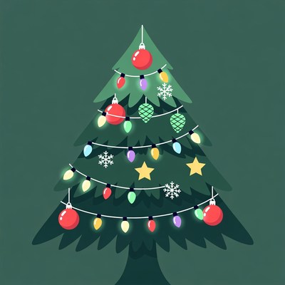 Decorated Christmas Tree Illustration