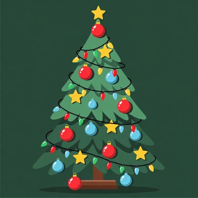 Decorated Christmas Tree Illustration