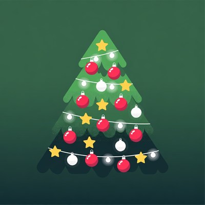 Decorated Christmas Tree Illustration