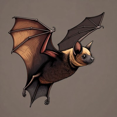 Flying Fruit Bat Illustration