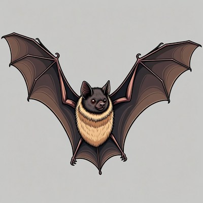 Wings Spread Bat Illustration