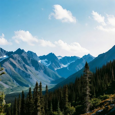 Majestic Mountain Range with Forests
