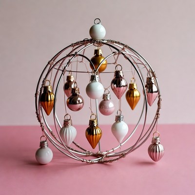 Wire Frame Ornament Display with Baubles