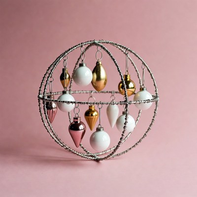 Wire frame Christmas ornament ball