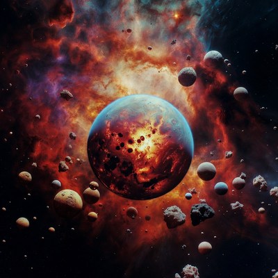 Exploding Planet in Nebula