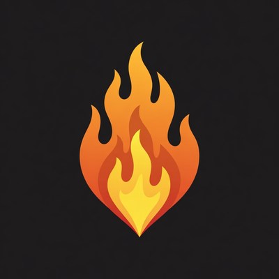 Fiery flame illustration on black