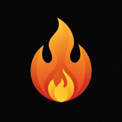 Fiery flame illustration on black