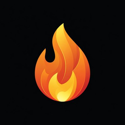 Fiery flame illustration on black