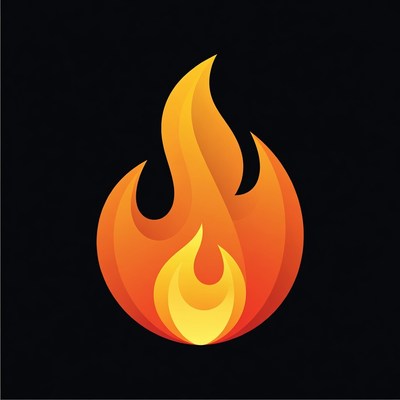 Fiery flame illustration on black