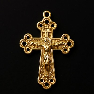 Golden Orthodox Crucifix Pendant