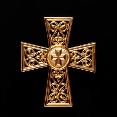 Ornate Golden Cross on Black