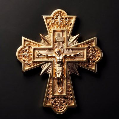 Golden Crucifix with Jesus Christ