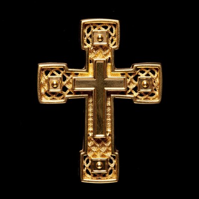 Ornate Gold Cross on Black