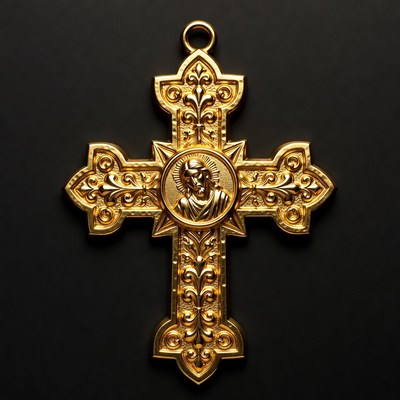 Gold Orthodox Cross with Jesus Christ