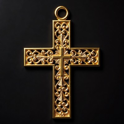 Ornate Gold Cross Pendant