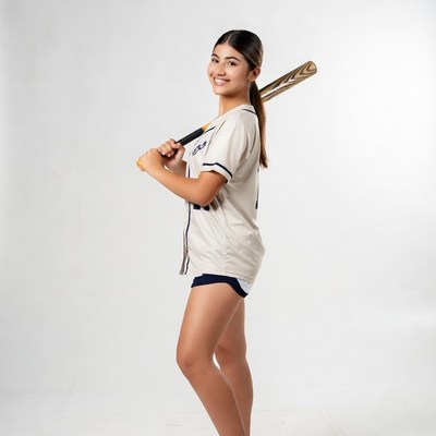 Latina girl holding baseball bat