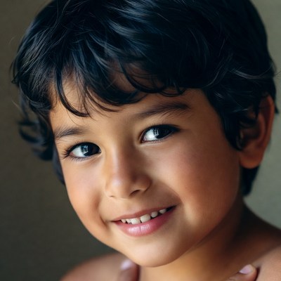 Smiling Asian boy close-up portrait