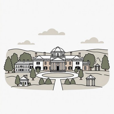 Grand Mansion with Dome and Gardens