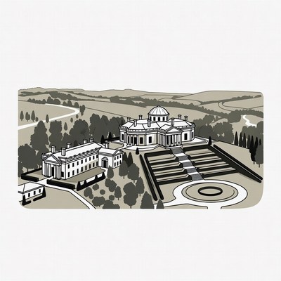 Grand Estate with Domed Mansion Illustration