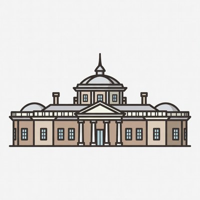 Line Art Grand Mansion Illustration