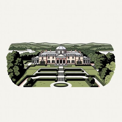 Grand Mansion with Formal Gardens
