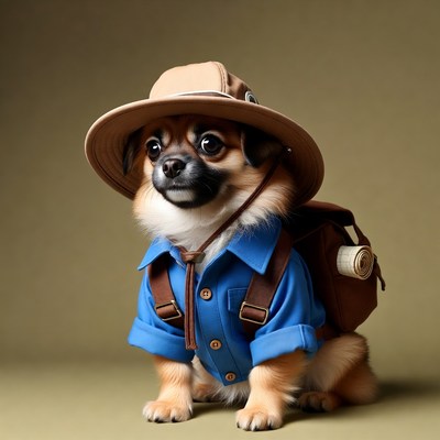 Chihuahua dog in explorer outfit