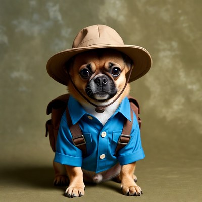Chihuahua dog in explorer hat