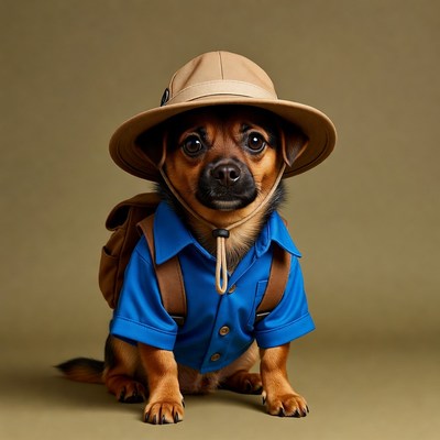 Chihuahua dog in explorer hat