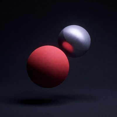 Red and Silver Floating Spheres