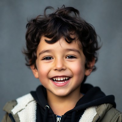 Smiling boy with curly hair