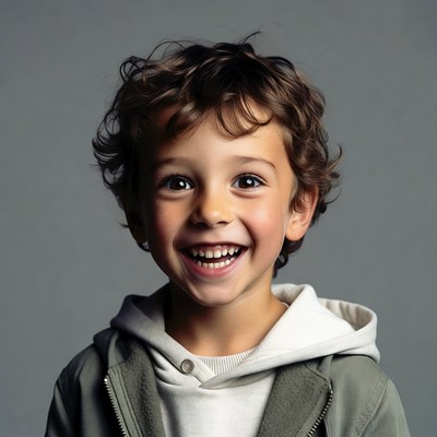 Smiling boy with curly hair