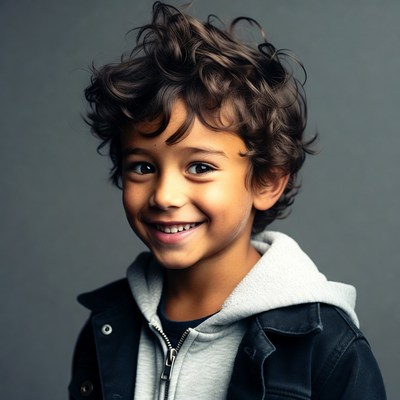 Smiling boy with curly hair