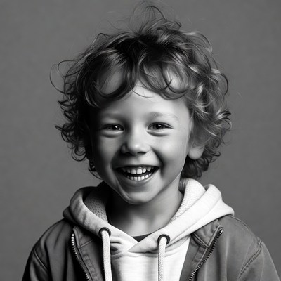 Smiling boy with curly hair