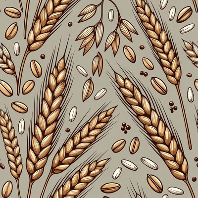 Wheat and Oat Seamless Pattern