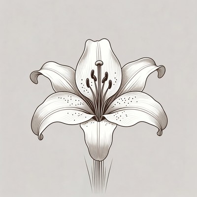 Lily Flower Line Art Illustration