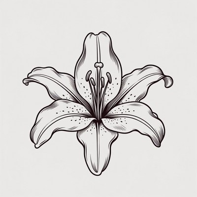 Line Art Lily Flower