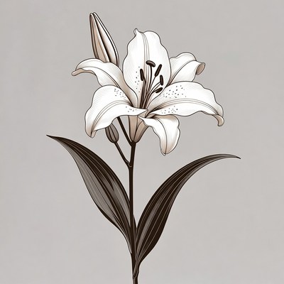White lily flower illustration