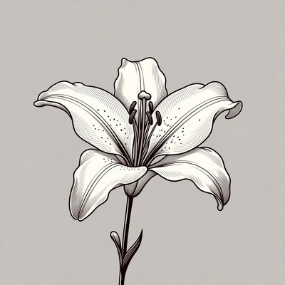 Line Art Lily Flower