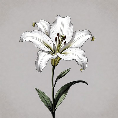 White Lily Flower Illustration