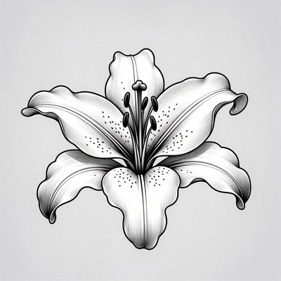 Black and White Lily Illustration