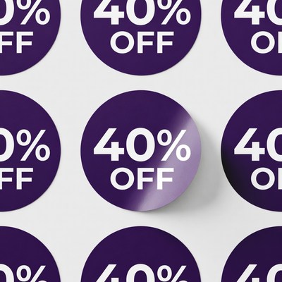 40% Off Purple Discount Stickers