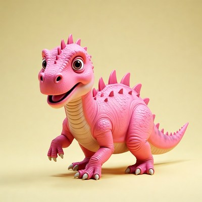 Cute pink baby dinosaur illustration