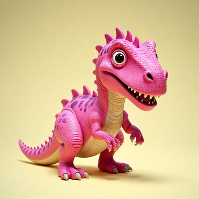 Pink cartoon T-Rex dinosaur