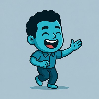 Cartoon African-American man laughing and gesturing